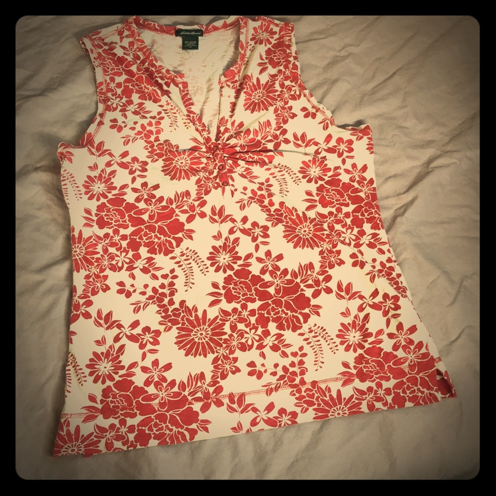Eddie Bauer Tank.  Red and white floral print.
